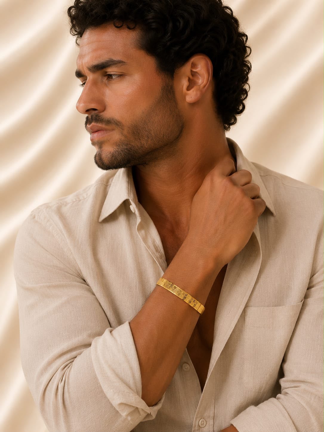 Men Greek Key Gold Bracelet