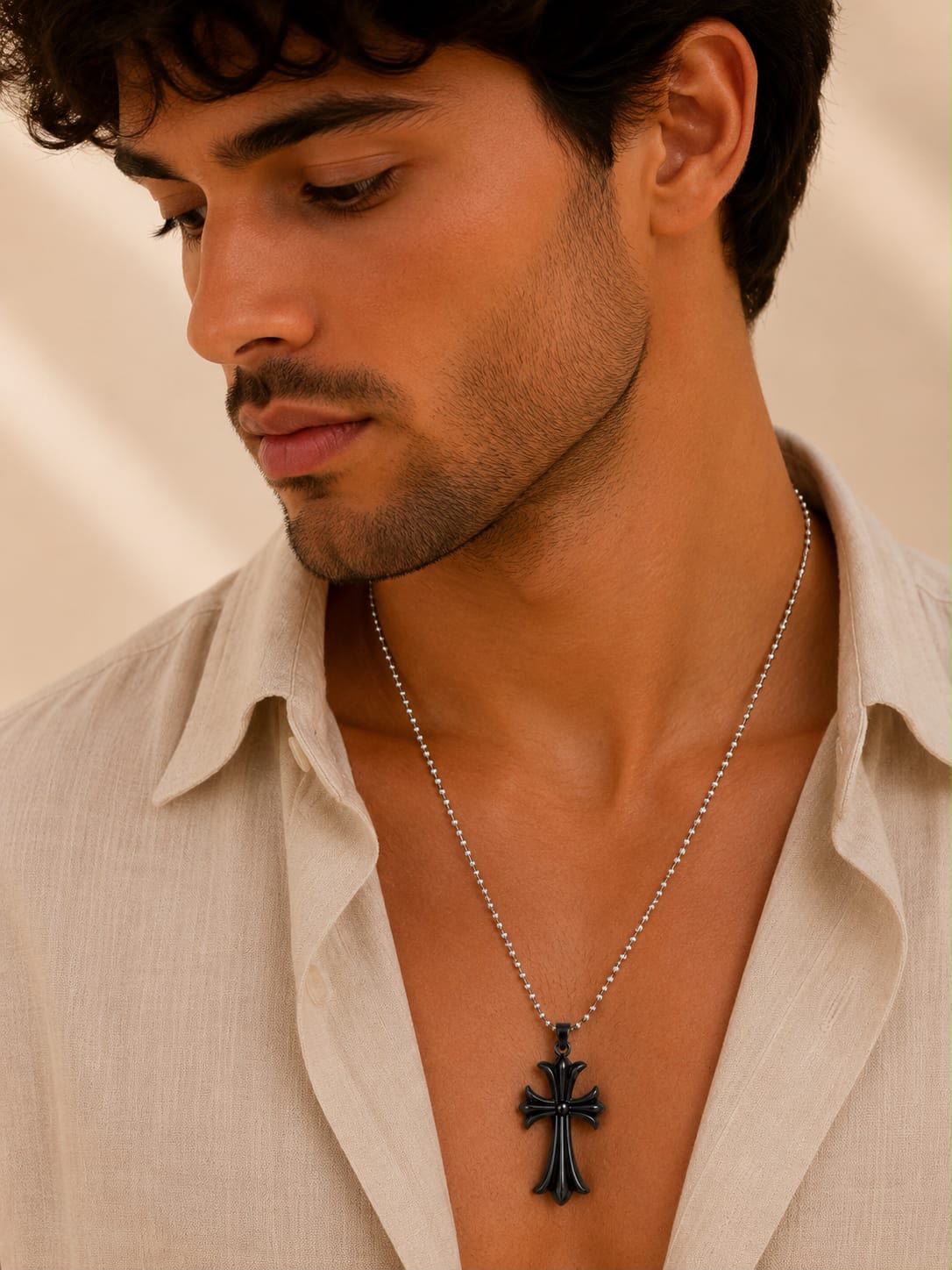 Men's Silver Cross Pendant Chain