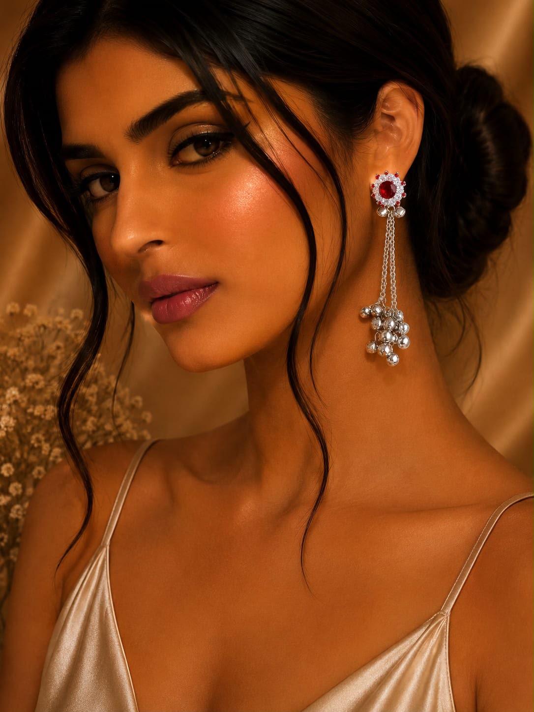 Ruby Tassel Drop Earrings