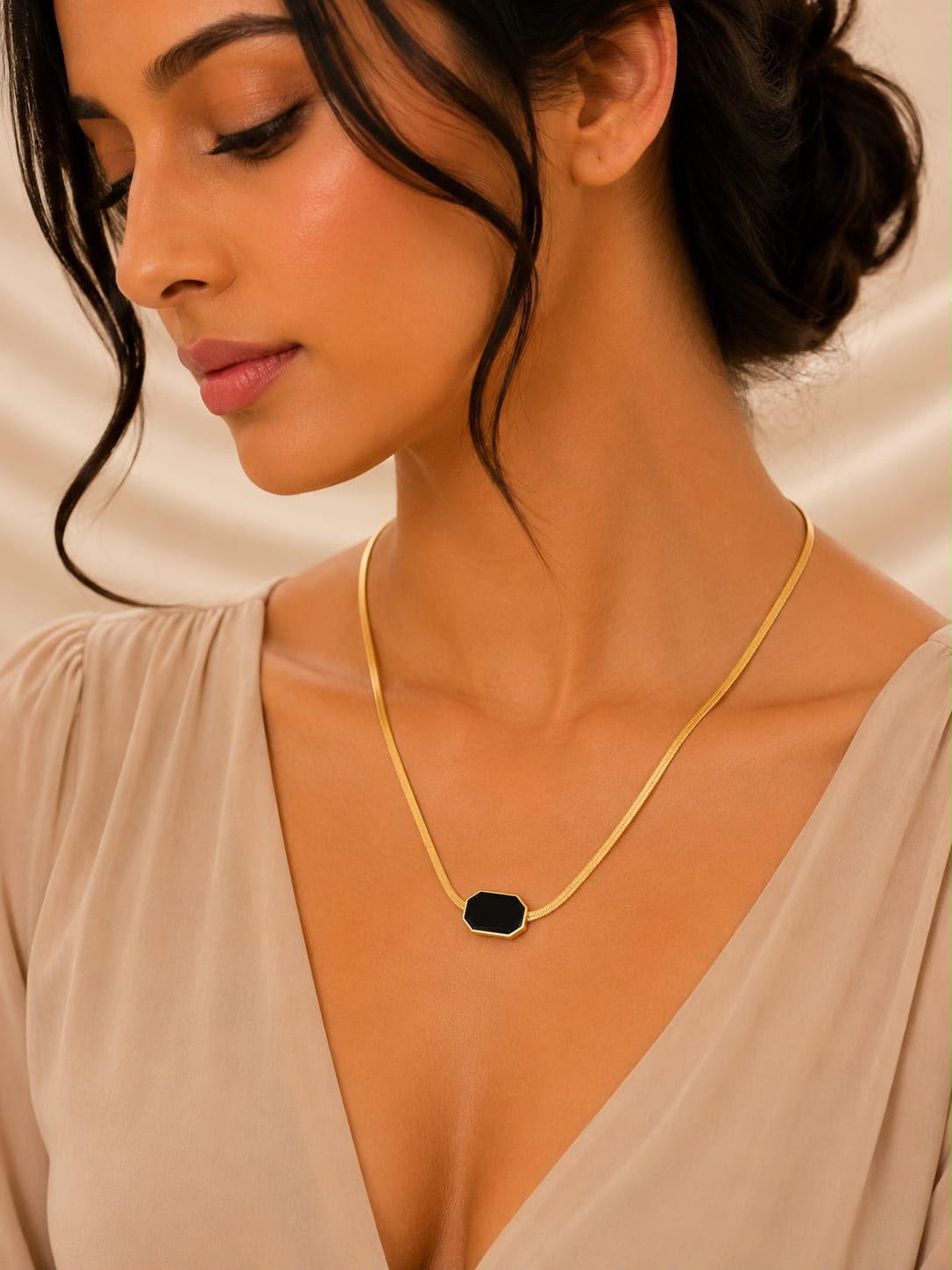 Black Onyx Snake Chain Necklace