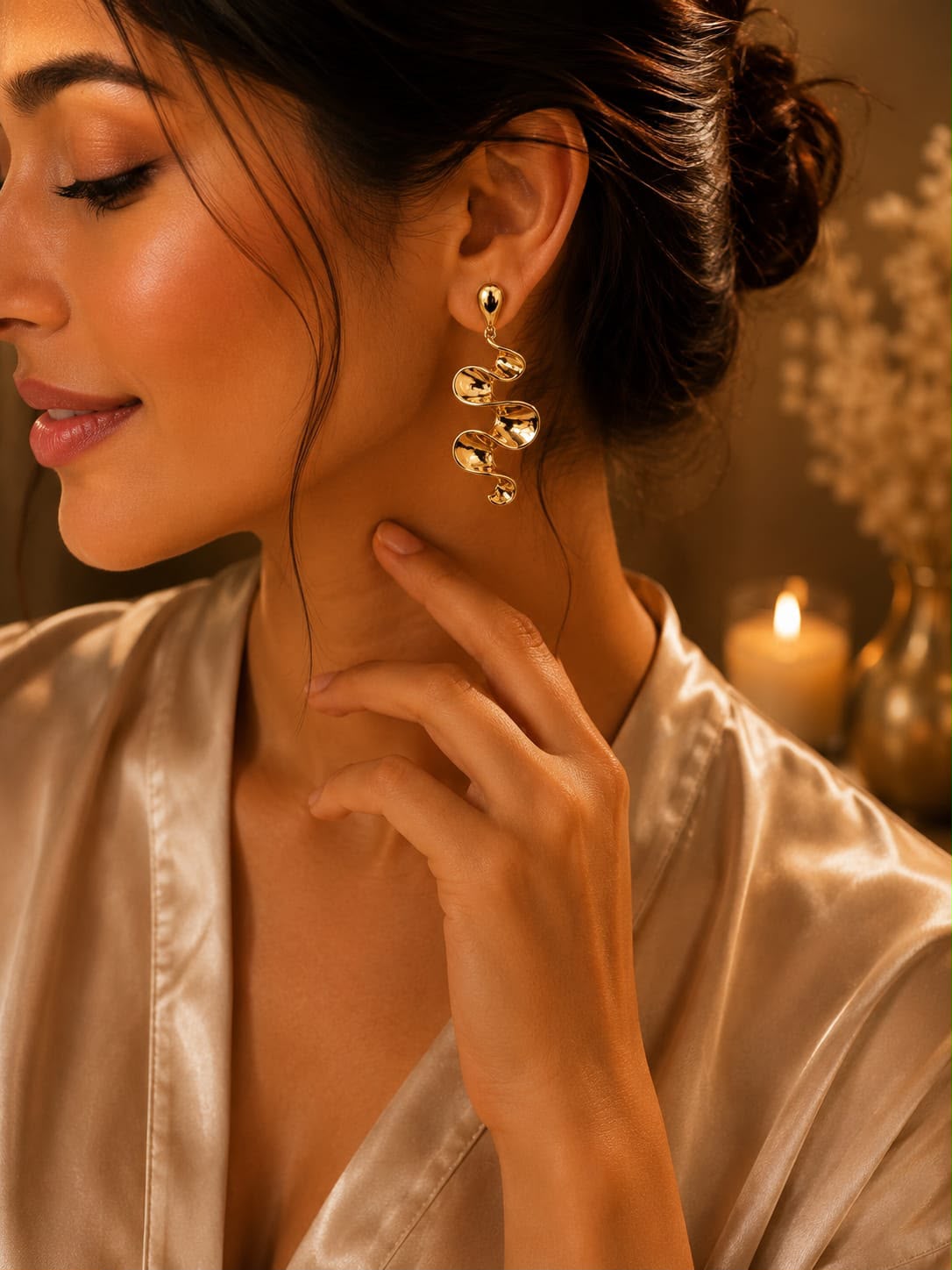 Sculpted Gold Drop Earrings