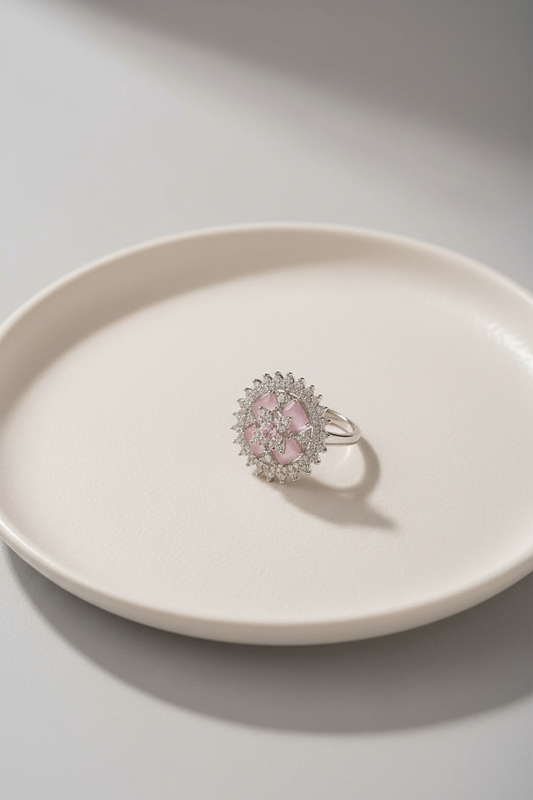 Blush Pink American Diamond statement Ring