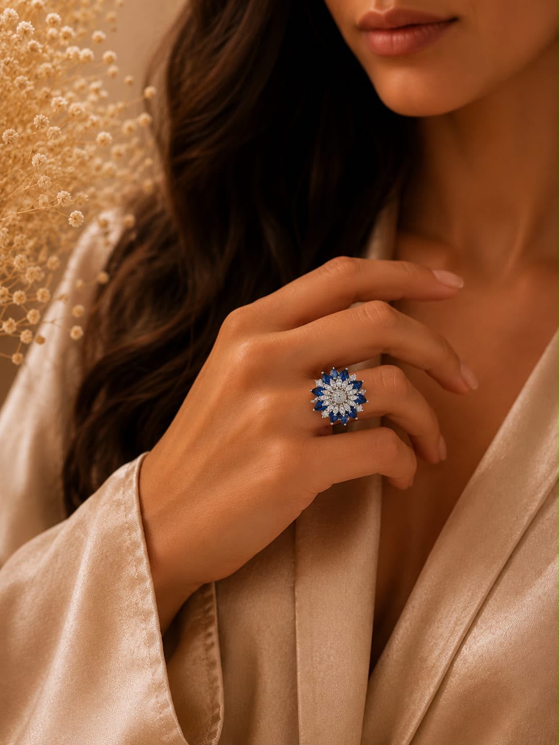 Elegant Blue American Diamond Ring