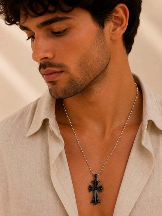 Men's Silver Cross Pendant Chain