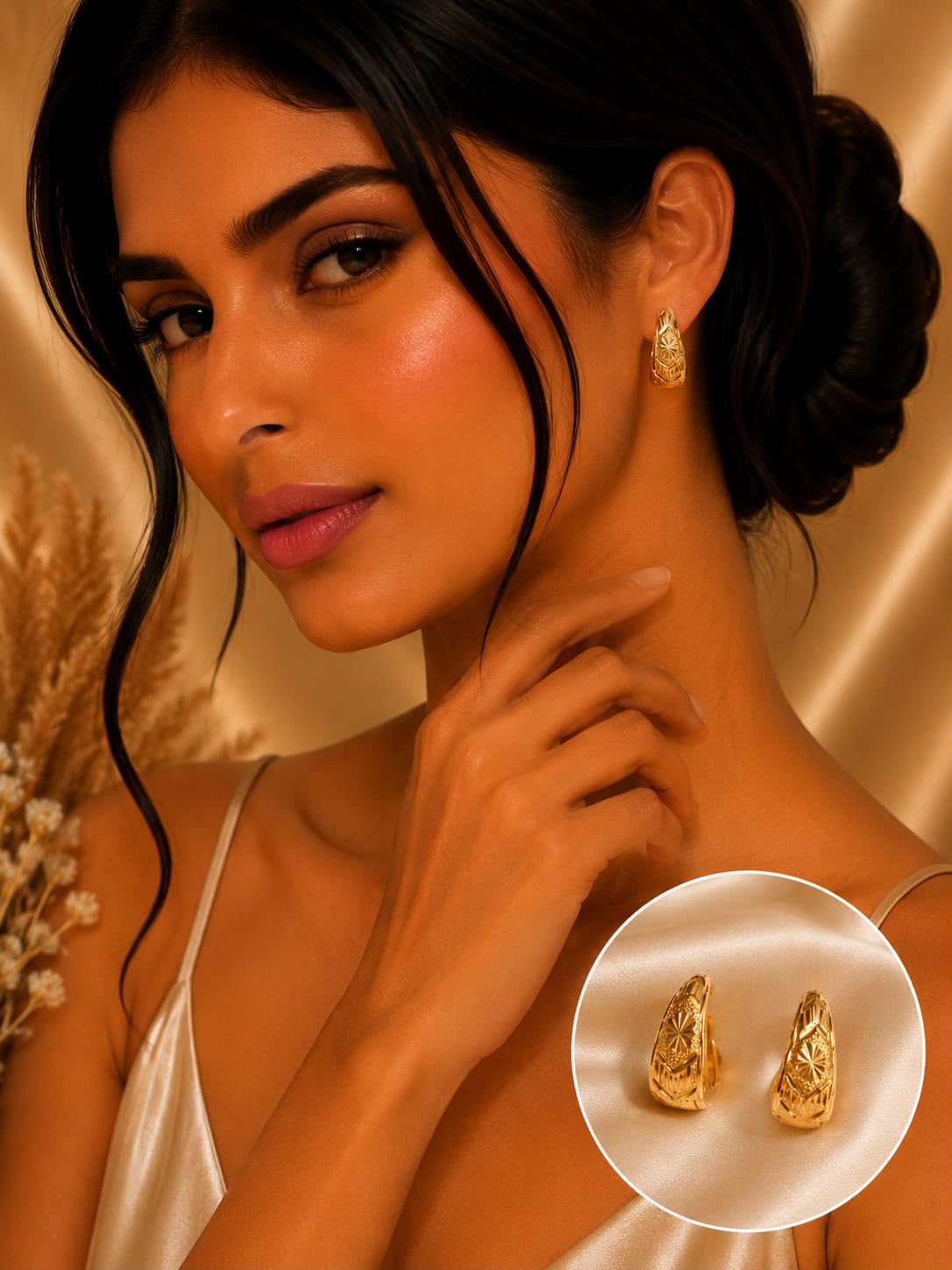 Vintage Engraved Hoop Earrings
