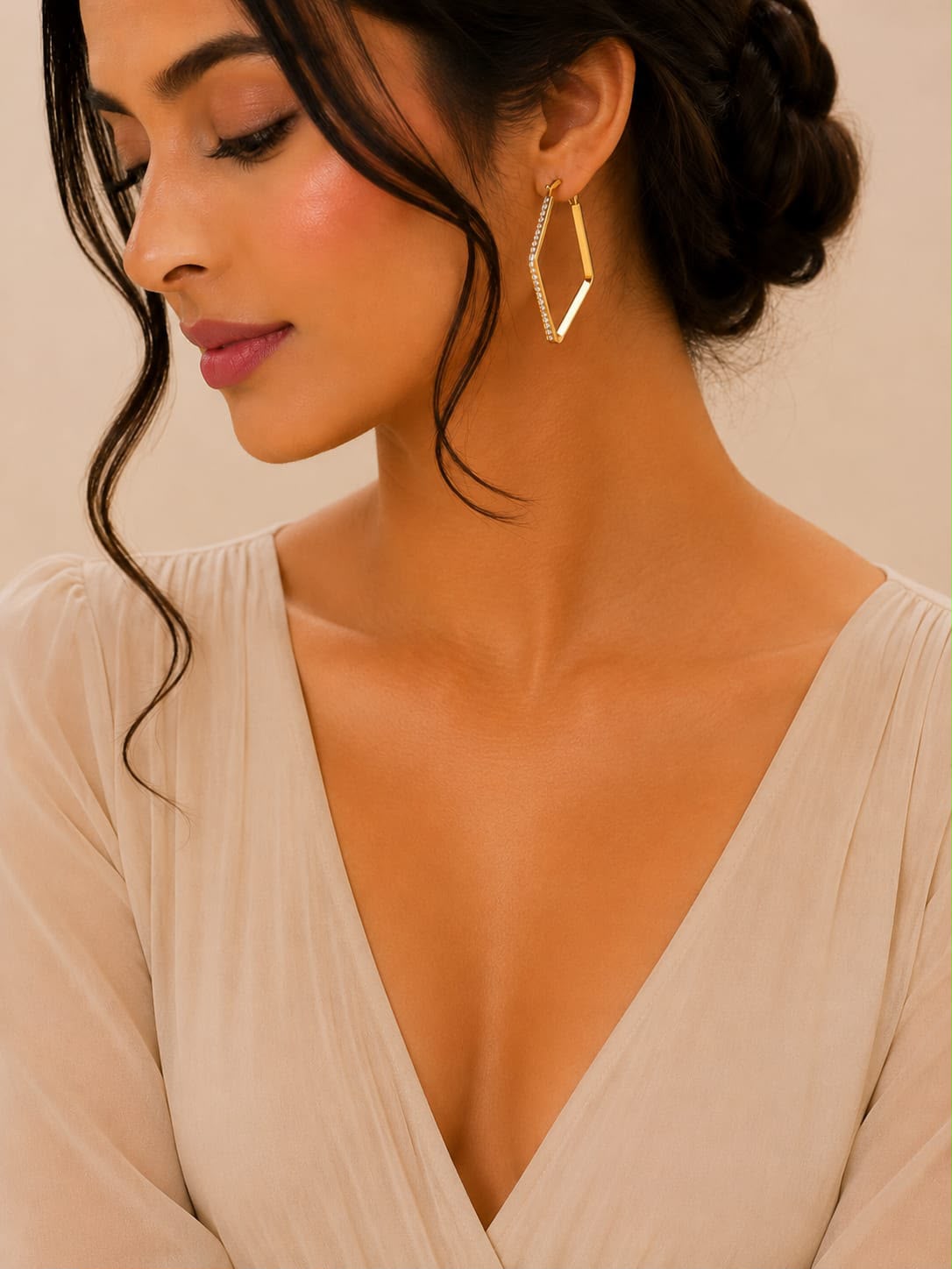 Geometric Dual Tone Hoop Earrings