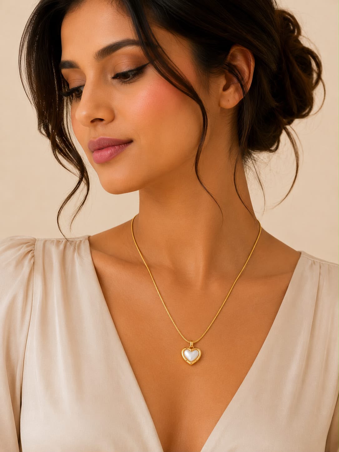 White Heart Pendant Necklace