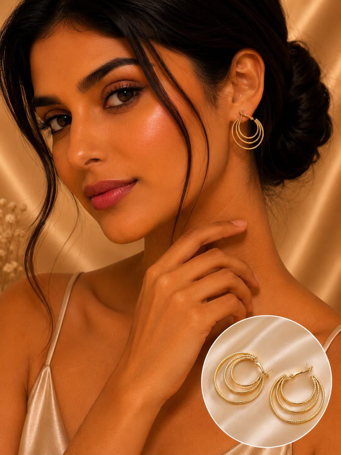 Triple Layer Gold Hoop Earrings