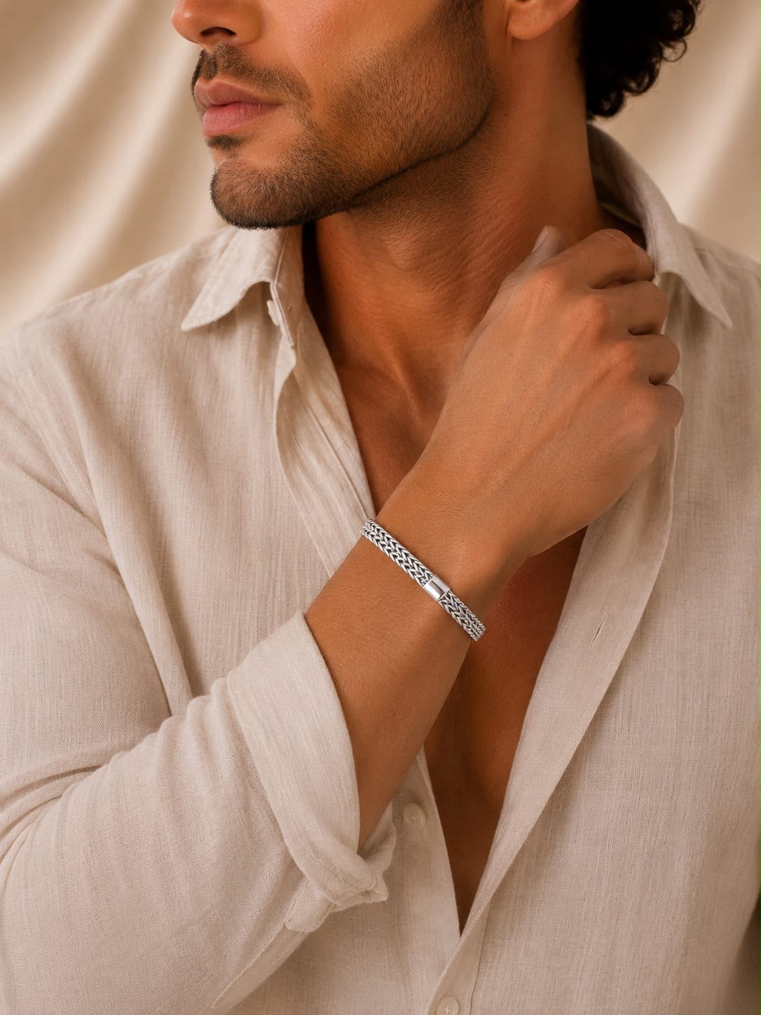 Silver Woven Chain Bracelet