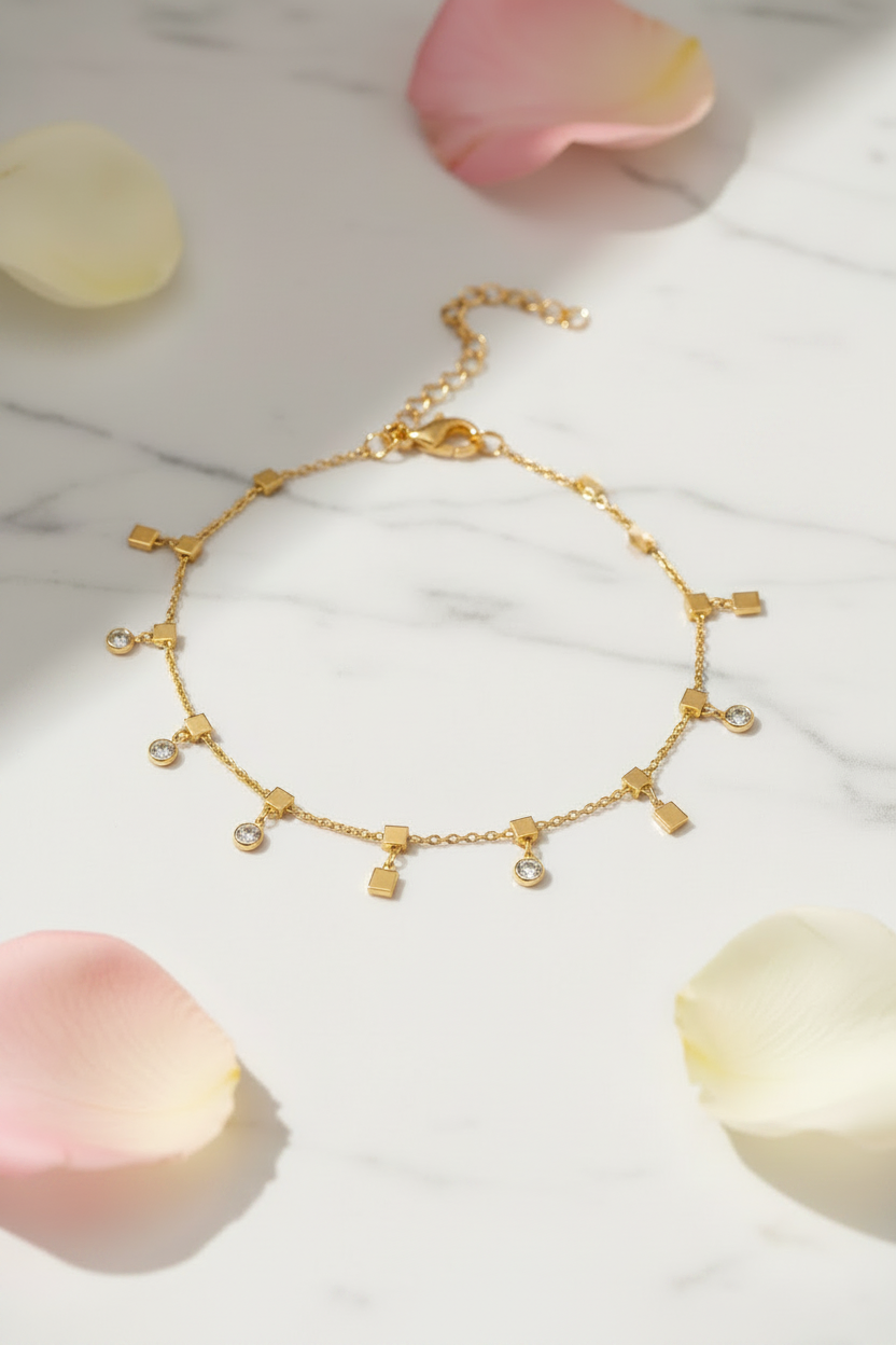 Golden Charm Drop Anklet