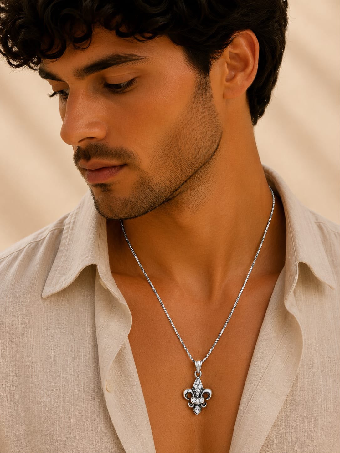 Silver Fleur-de-Lis Pendant Chain